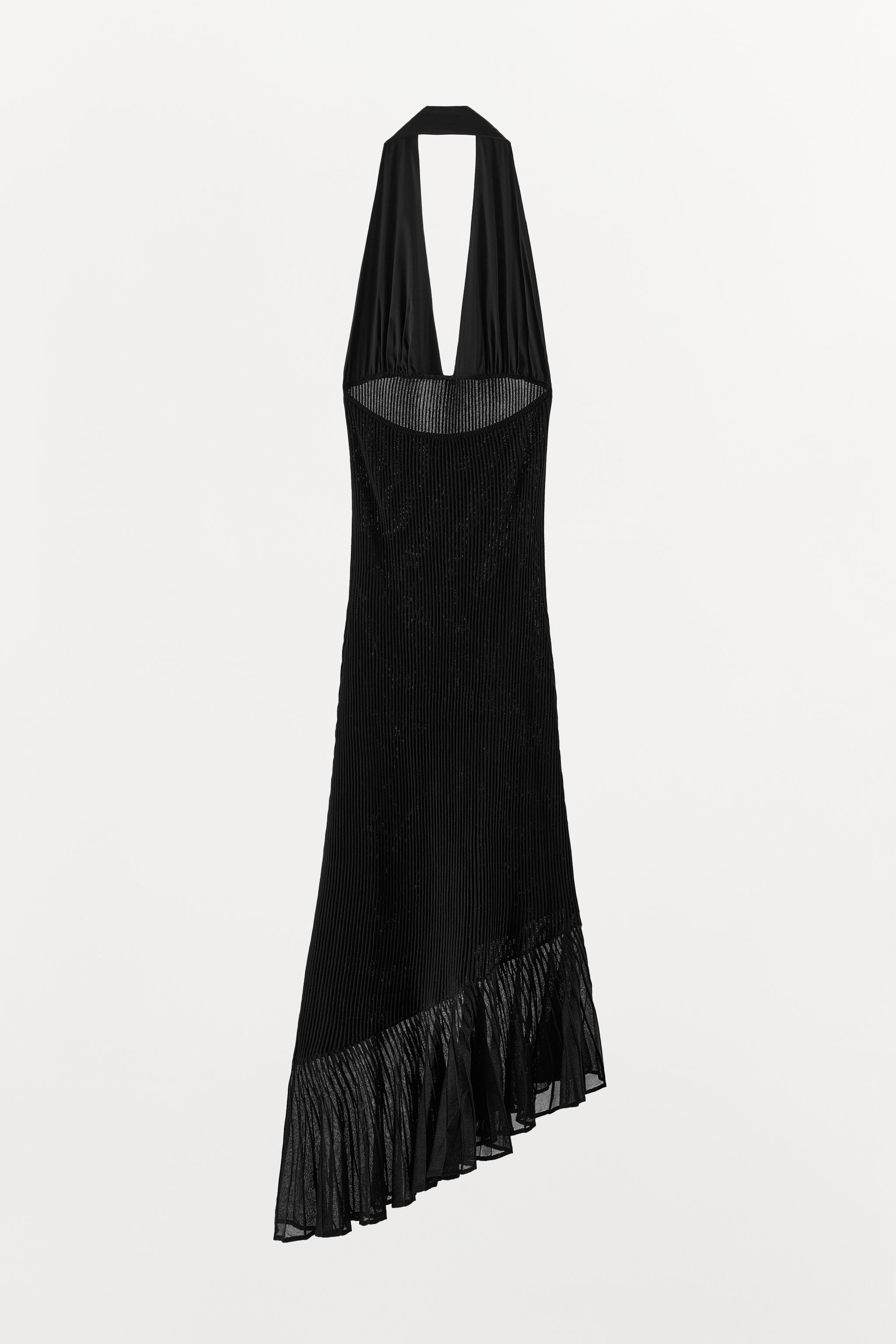 MIXED KNIT HALTER DRESS